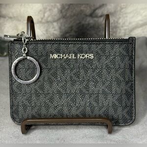 Michael Kors Jet Set Key Ring Top Zip Small Coin Pouch ID Card Holder Wallet